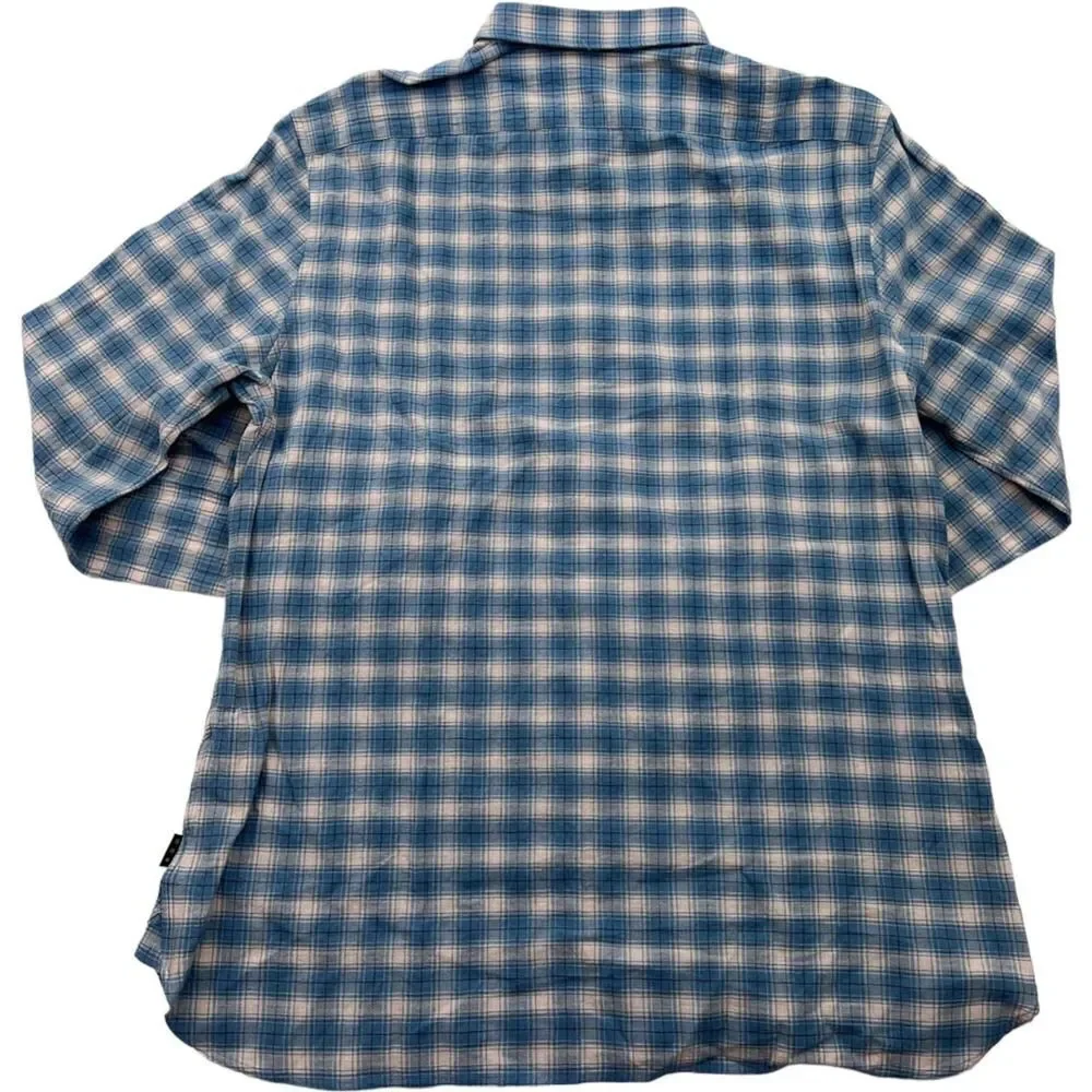 New John Varvatos Men US XL Blue White Plaid Shirt Long Sleeve Button Down - Picture 5 of 13